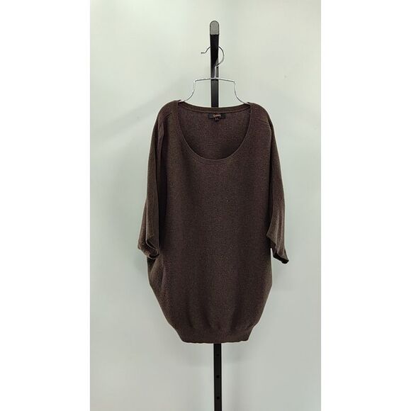Quince Women Brown Link-Stitch Dolman Sweater Sleeved Top L - Picture 2 of 3